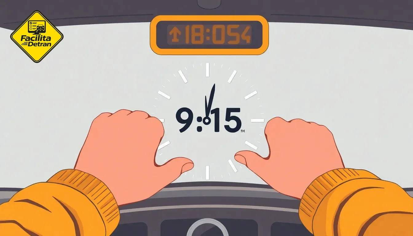Posição das mãos no volante - Posição correta 9:15h